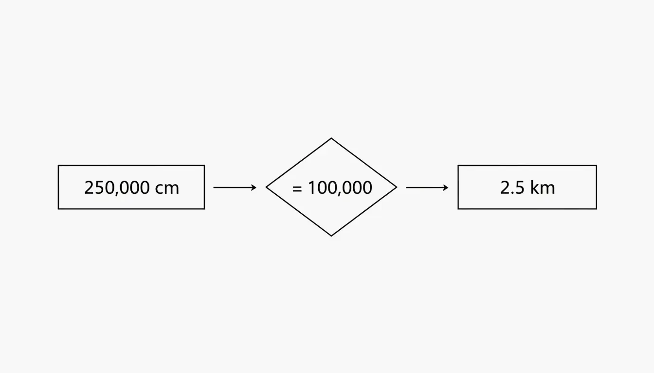 Minimalistische Logik-Grafik zur Umrechnung von cm in km