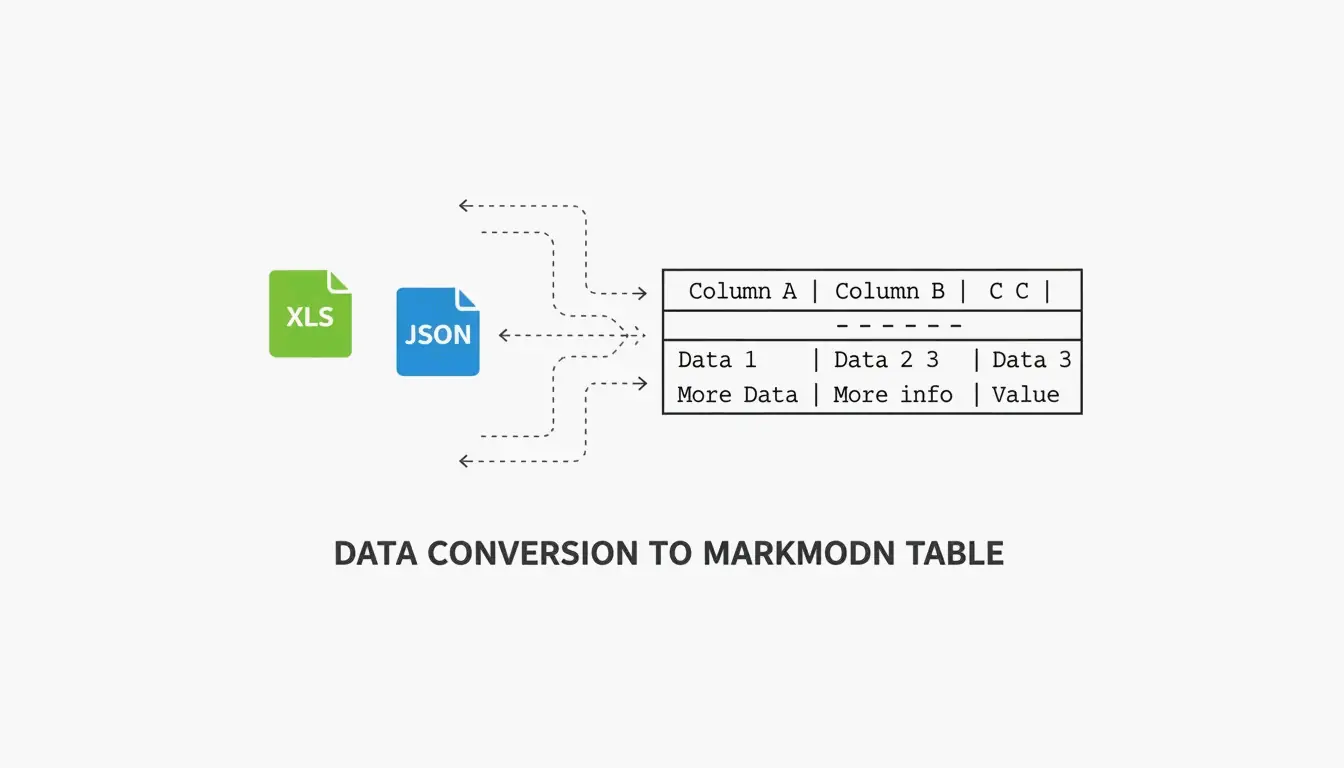 A sleek, modern visual representing data transformation into clean Markdown tables
