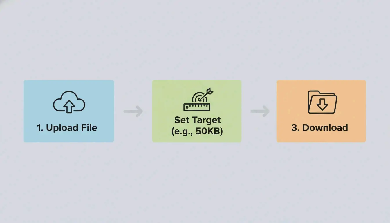 3-Schritte-Visualisierung des Komprimierungsprozesses