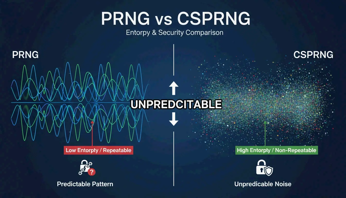 PRNG(可预测)与 CSPRNG(不可预测)的核心差异对比