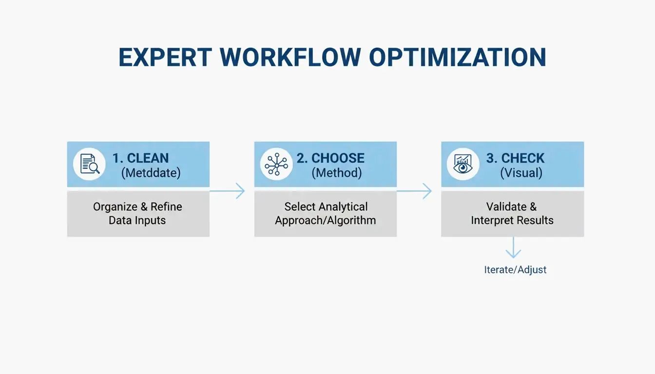 3-step workflow: Clean, Choose, Check