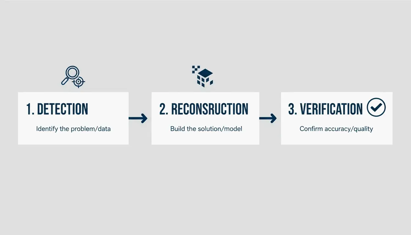 Minimaler Drei-Schritte-Workflow: Erkennen, Rekonstruieren, Verifizieren